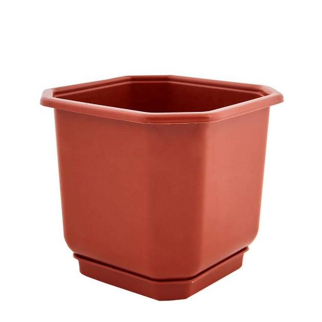 Горщик для квітів пластиковий Алеана Дама з підставкою теракот 11л
