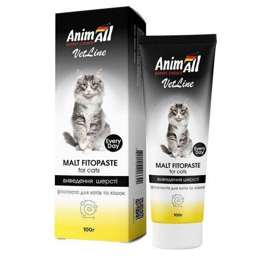 Фітопаста AnimAll VetLine Malt для виведення шерсті у кішок, 100 г