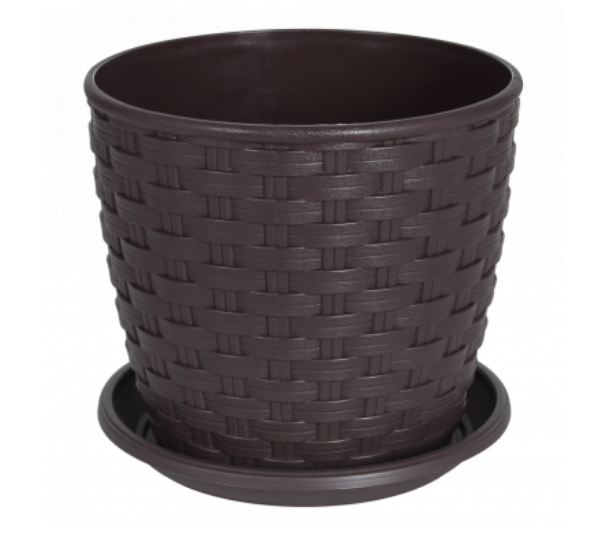Вазон Ротанг із підставкою 12*11 см темно-коричневий Алеана