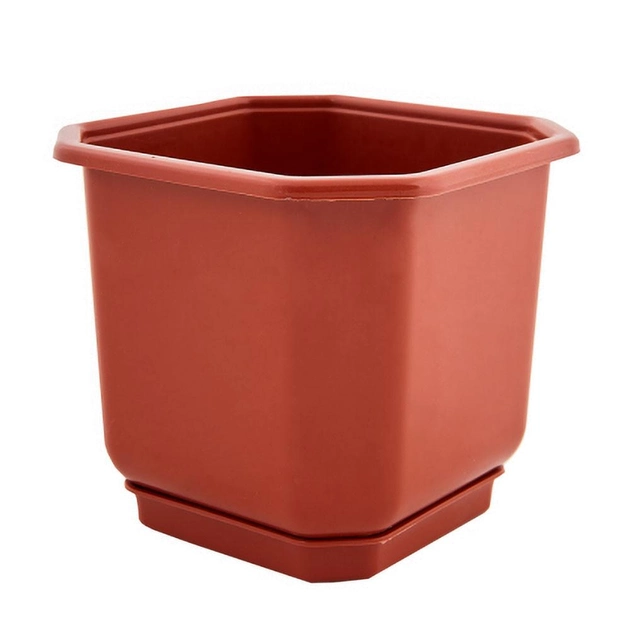 Горщик для квітів пластиковий Алеана Дама з підставкою теракот 16л