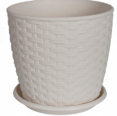 Вазон Ротанг із підставкою 12*11 см біла троянда Алеана