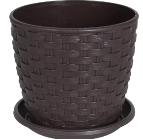 Вазон Ротанг із підставкою 20*18 см темно-коричневий Алеана