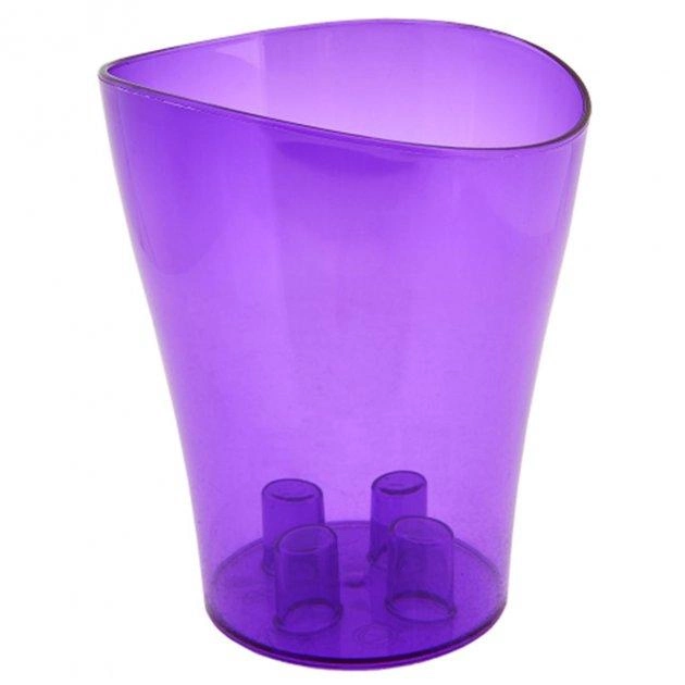 Вазон для орхідей Алеана НІКА 16*19 см, фіолетовий прозорий