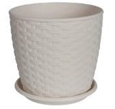 Вазон Ротанг із підставкою 20*18 см біла троянда Алеана