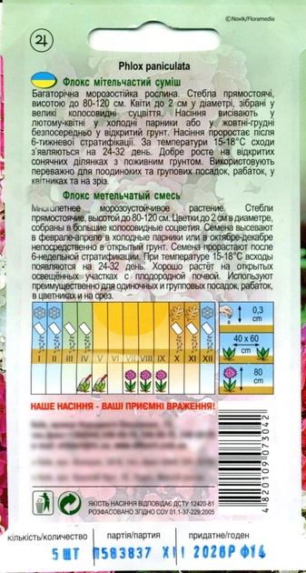 Насіння квіти Флокс мітельчастий суміш 5 насінин Елітсорт