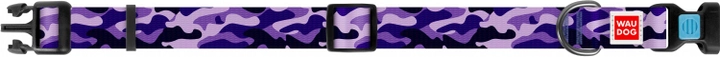 Нашийник для собак нейлоновий WAUDOG Nylon з QR паспортом малюнок "Фіолетовий камо" пластиковий фастекс Ш 25 мм Дов 33-49 см