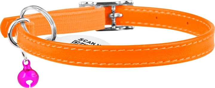 Нашийник для котів Collar WAUDOG Glamour з QR паспортом, без прикрас, Ширина 9 мм, Довжина 17-20 см Оранжевий