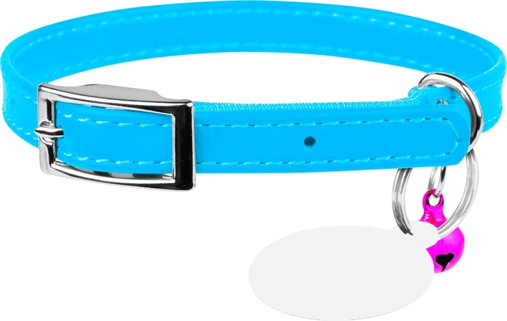 Нашийник для котів Collar WAUDOG Glamour з QR паспортом, без прикрас, Ширина 9 мм, Довжина 22-30 см Блакитний