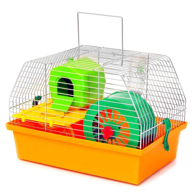 Клітка для гризунів Лорі Вілла ЛЮКС 1 (335 х 225 х 227 мм), помаранчева з білим, покриття фарба, цілісна (ПФ-22500)