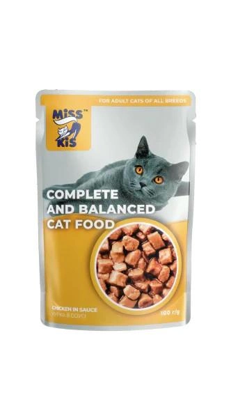 Вологий корм для котів Miss Kis Курка в соусі, 100 г 24шт/уп