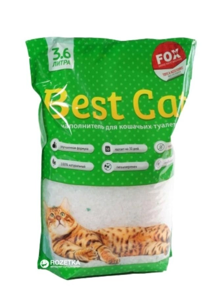 Наповнювач для котячого туалету селикогелевый BEST CAT з ароматом яблука 3,6 л 1.35 кг