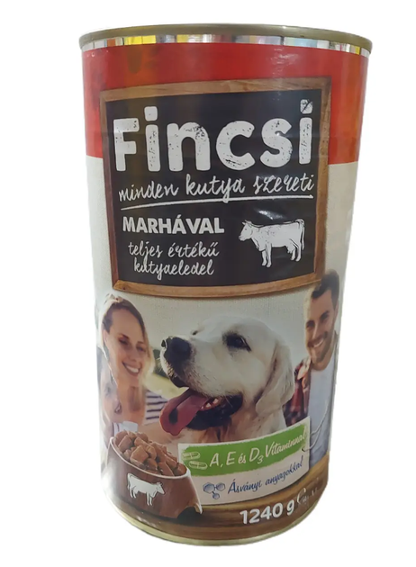 Вологий корм для дорослих собак Fincsi з яловичиною - 1.24 кг 5999883273012