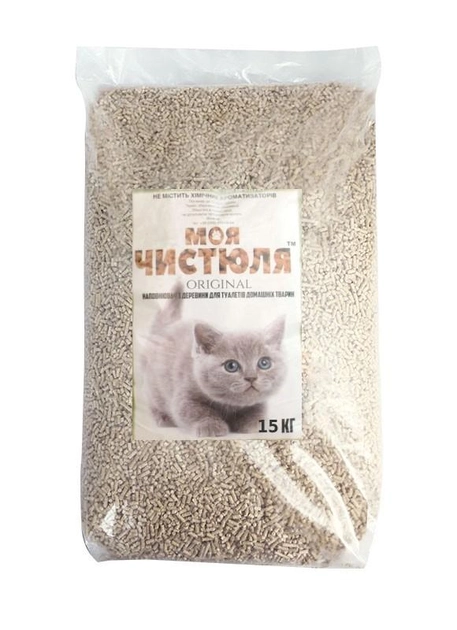 Наповнювач но основі деревини Моя чистюля Carnie для котячого туалету 15 кг