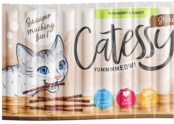 Ласощі м'ясна паличка для котів Catessy зі смаком індички та кролика 5 гр