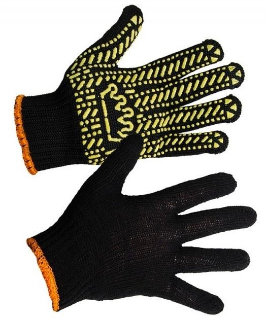 Рукавички робочі х/б з ПВХ точкою Корона Чорні