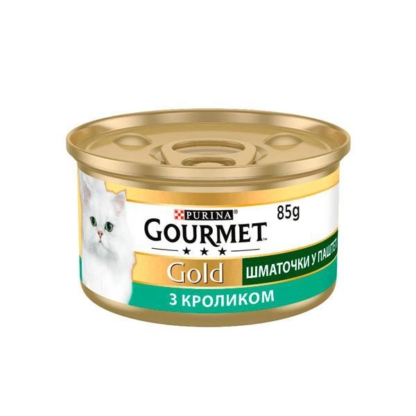 Вологий корм для котів Gourmet Gold шматочки в паштеті з кроликом 85г