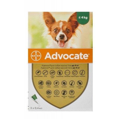 Краплі від бліх, отодектозу, саркоптозу, демодекозу Advocate Bayer для собак до 4 кг