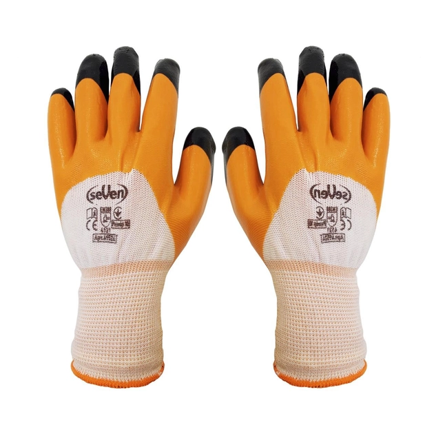Рукавички синтетичні з помаранчевим нітриловим покриттям РУК-69524