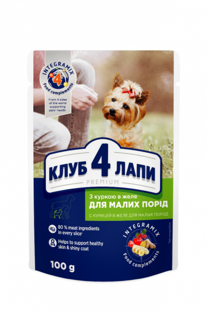 Клуб 4 лапи Преміум пауч з куркою в желе для дорослих собак 0,1 кг (Club 4 Paws)