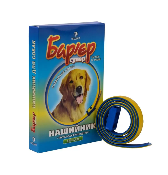 Нашийник Бар'єр-супер від бліх для собак (жовто-синій) 65 см