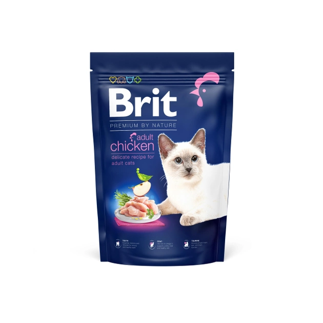Корм Brit Premium сухий для дорослих котів з куркою 1.5кг