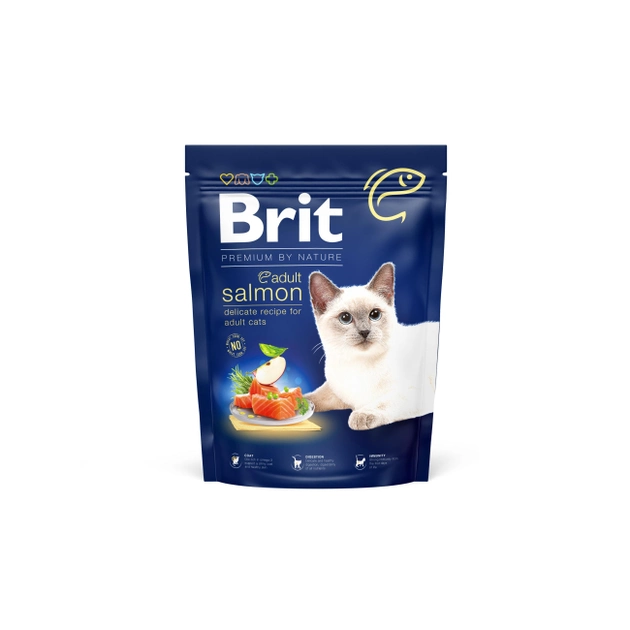 Корм Brit Premium сухий для дорослих котів з лососем