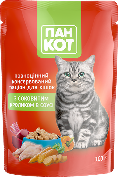 Вологий корм Пан Кіт з кроликом в соусі 2,4 кг