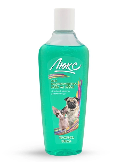 Шампунь Природа Люкс для короткошерстих котів та собак гігієнічний репелентної дії 240мл