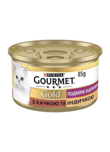 Упаковка вологого корму Purina Gourmet Gold для котів з качкою та індичкою (шматочки у підливі) 85 г x 24 шт