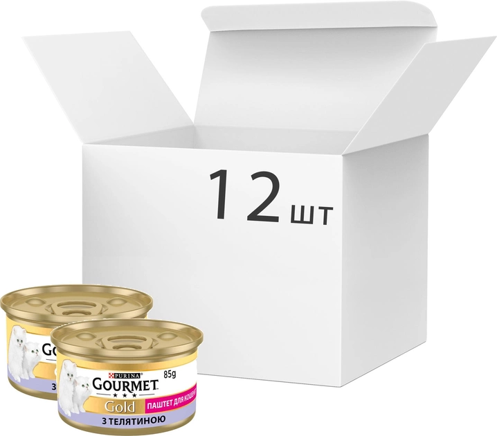 Упаковка вологого корму для кошенят Purina Gourmet Gold Паштет з телятиною 12 шт. по 85 г