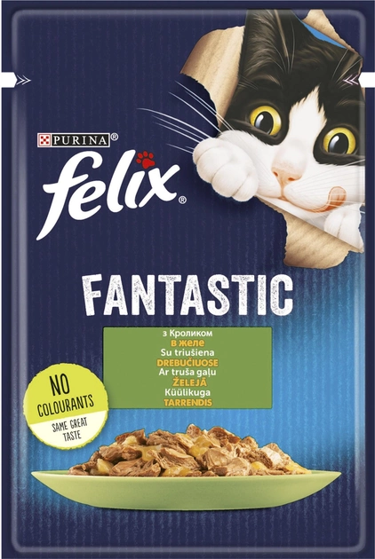 Упаковка вологого корму для котів Purina Felix Fantastic з кроликом у желе 26 шт. по 85 г